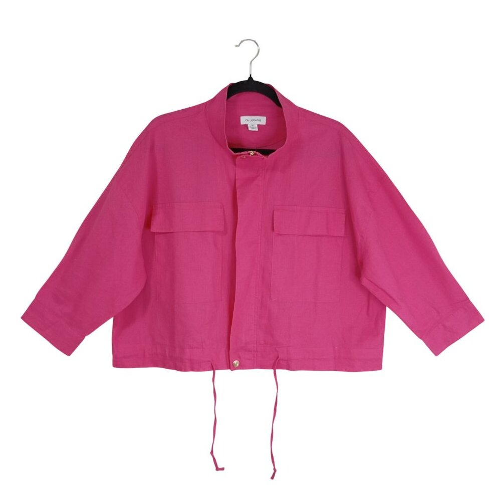 Calligraphie By Anthropologie Lightweight Jacket Women Pink & Snap Cuffs Sz M - Picture 7 of 16